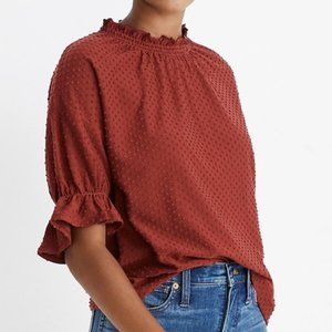 Madewell Texture & Thread Clipdot Ruffle Top M